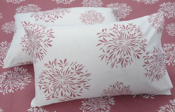 144_TC_Fitted_Cotton_Bedsheets_for_Double_Bed_with_2_Pillow_Covers_|_60x78_inches,_Mauve_&_White