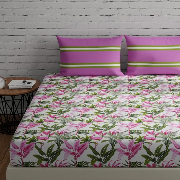 144_TC_Double_Size_Cotton_Elastic_Fitted_Bedsheets_with_2_Pillow_Covers_|_60_x_78_inches