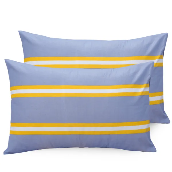 144_TC_Cotton_Fitted_Bedsheets_King_Size_with_2_Pillow_Covers_|_6ft_x_6.5ft_|_Flamingo_&_Stripes_-_Grey_&_Yellow