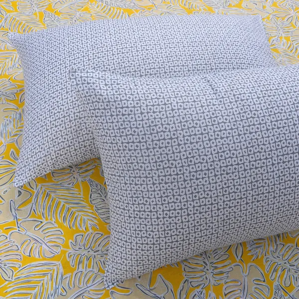 144_TC_Bedsheet_for_Single_Bed_with_1_Pillow_Cover_|_Yellow_&_Grey