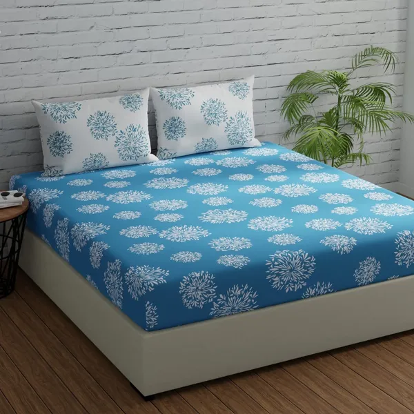 144_TC_Double_Size_Cotton_Elastic_Fitted_Bedsheets_with_2_Pillow_Covers_|_60_x_78_inches