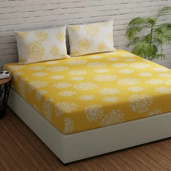 144_TC_Cotton_Bedsheets_Double_Size_with_2_Pillow_Covers_|_60_x_78_inches_|_Elastic_Fitted