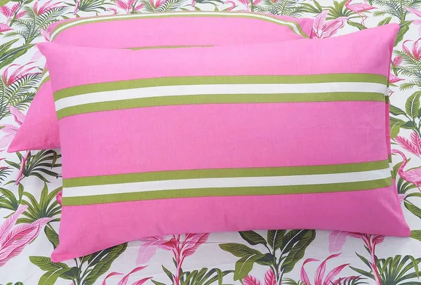 144_TC_Cotton_Elastic_Fitted_Bedsheets_King_Size_with_2_Pillow_Covers__|_72x78_inches_|_Flamingo_&_Stripes_-_Pink_&_Green