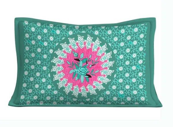 Floral_Flat_Cotton_Single_Bedsheet_with_1_Pillow_Covers___(Pack_of_1,_Green)