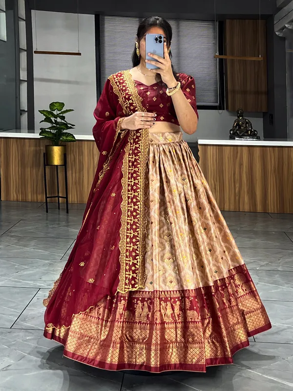 BridalTrunk - Online Indian Multi Designer Fashion Shopping MAROON LEHENGA  SET