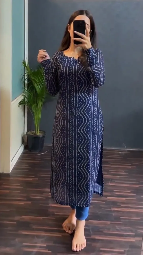 Blue_Bandhni_Printed_Kurti_For_Women