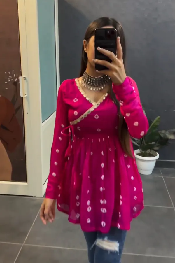 Pink__Rayon_Bandhani__Top