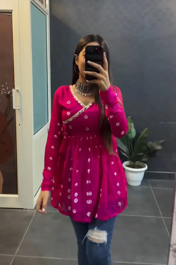 Pink__Rayon_Bandhani__Top