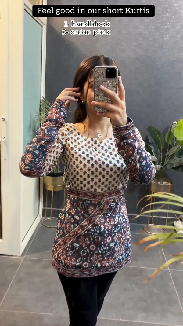 SAMVRITA Handblock Feel Good In Our Womens Short Kurtis Price in India Buy SAMVRITA Handblock Feel Good In Our Womens Short Kurtis online at