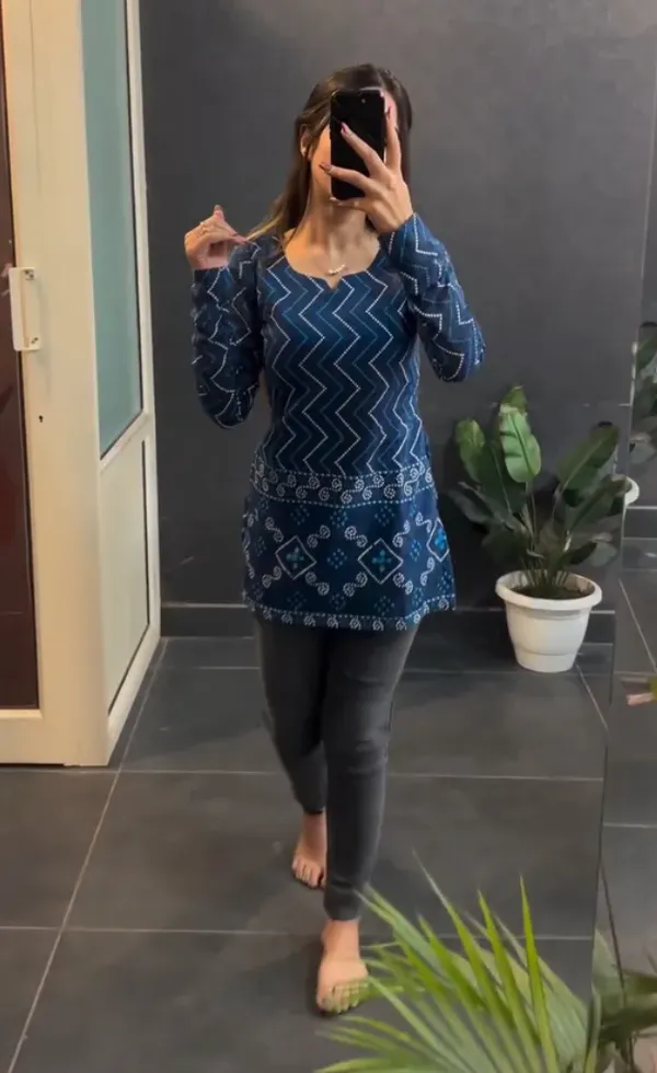 SAMVRITA Blue Cotton Short Kurti for Women Price in India Buy SAMVRITA Blue Cotton Short Kurti for Women online at undefined