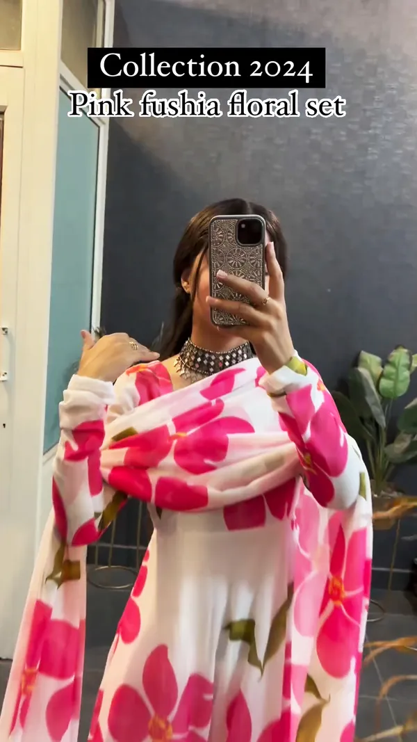 New_Collection_Pink_Fushia_Floral_Set_in_Long_Sleeves_with_Duppta