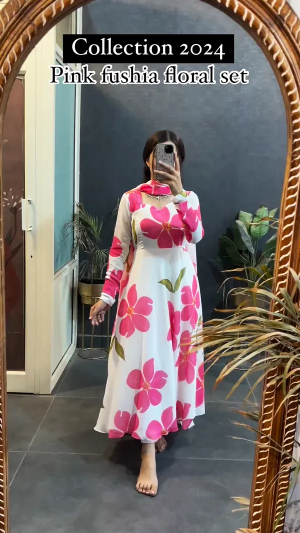New_Collection_Pink_Fushia_Floral_Set_in_Long_Sleeves_with_Duppta