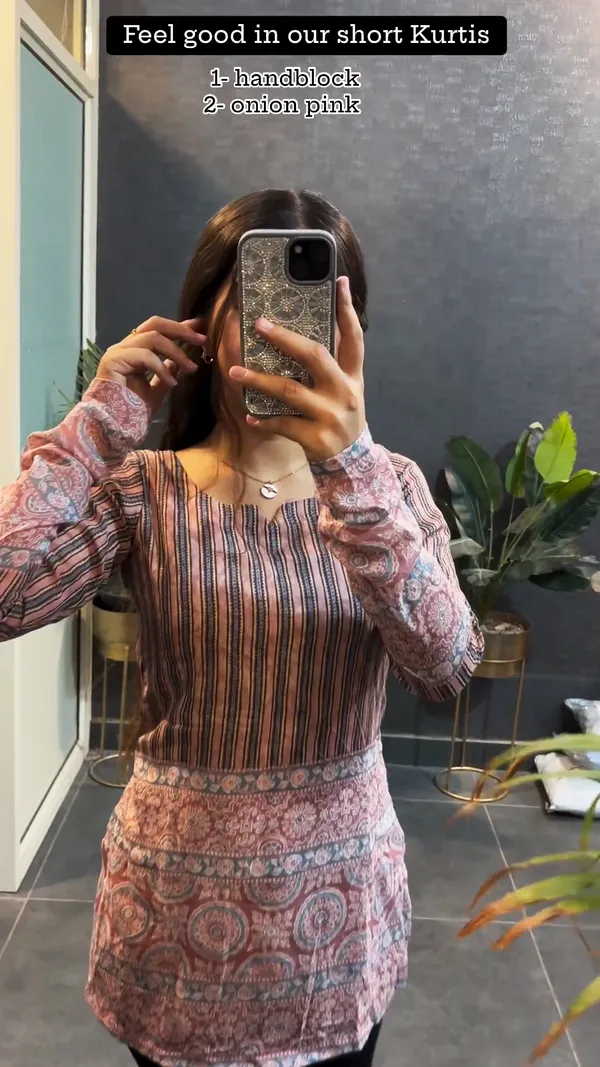 Onion_Pink_Printed_New_Handblock_Cotton_Short_Kurtis