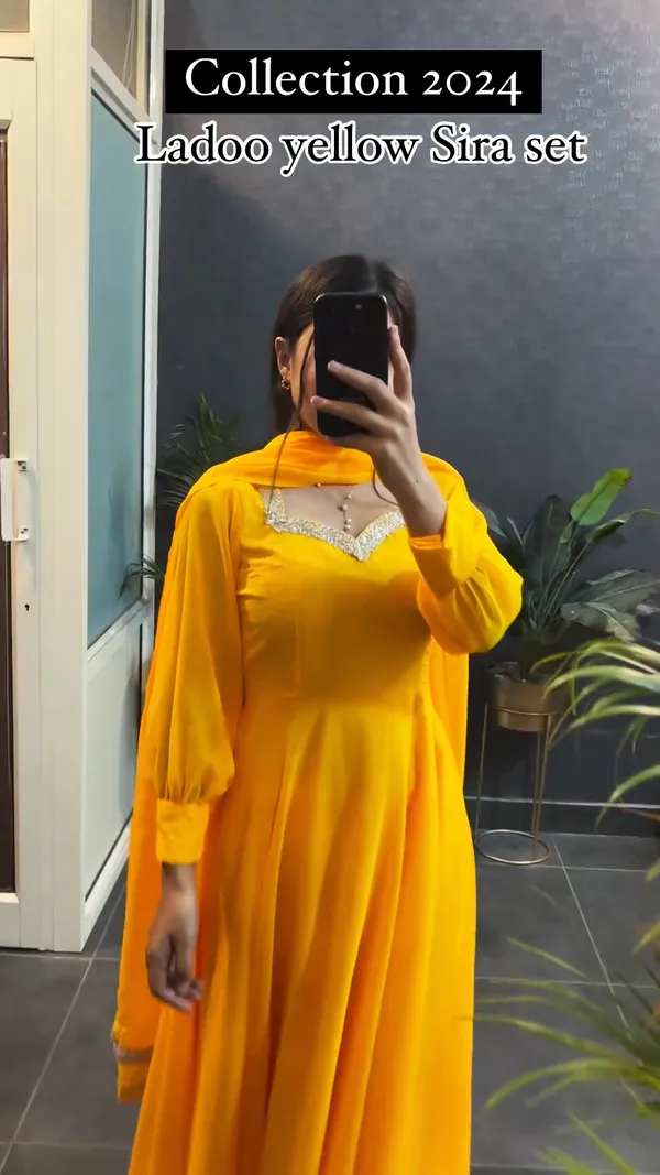 Raksha_Bandhan_Special_Golden_Delight_Georgrtte_Drees_in_Full_Cuff_Slevees
