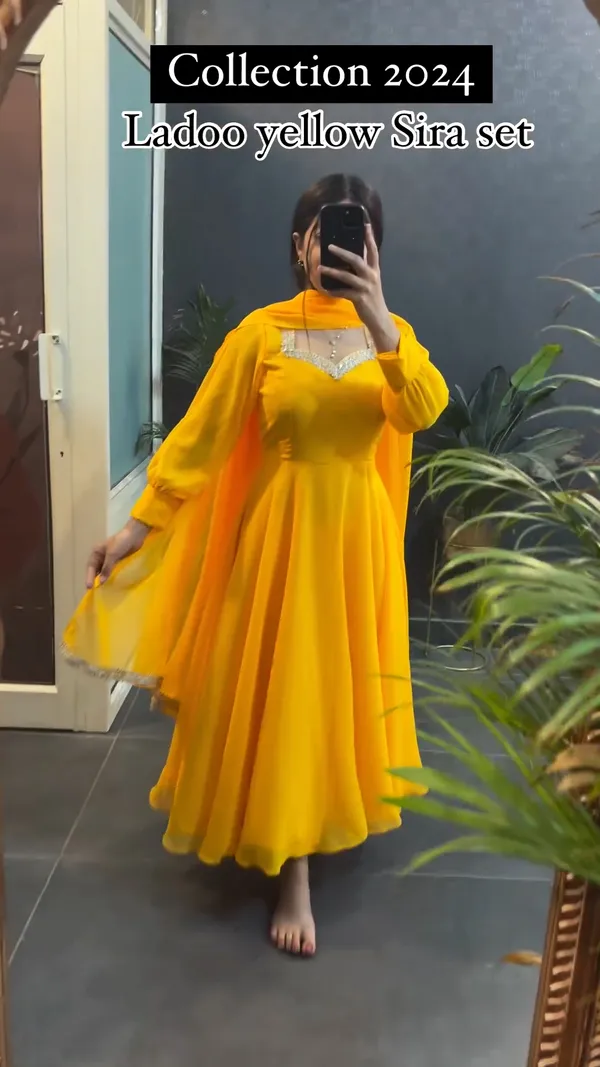 Raksha_Bandhan_Special_Golden_Delight_Georgrtte_Drees_in_Full_Cuff_Slevees
