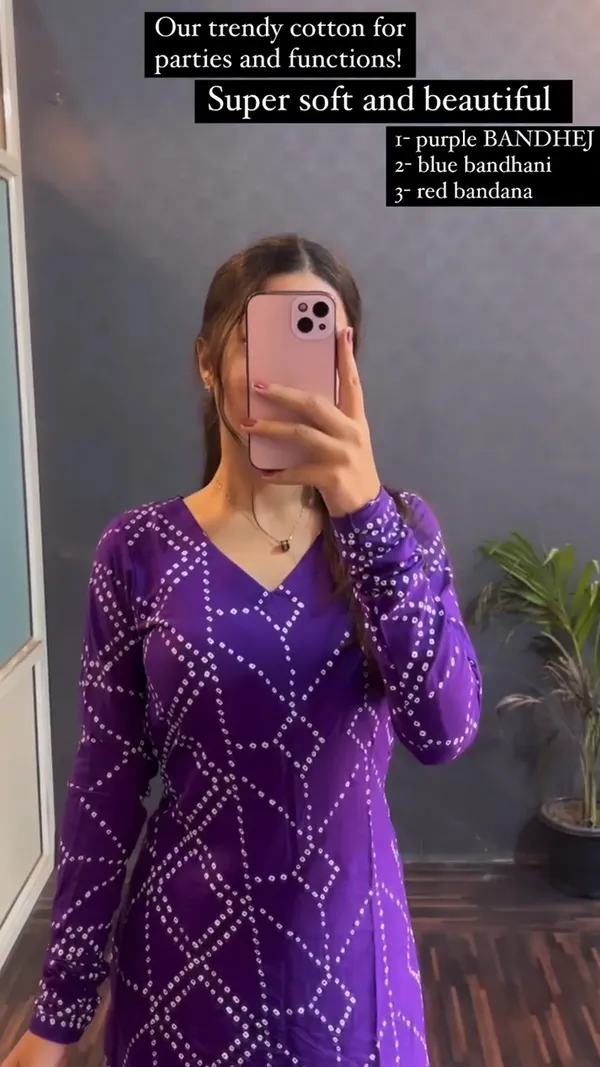 Purple_Cotton_Bandhani_Printed_Kurti_For_Women