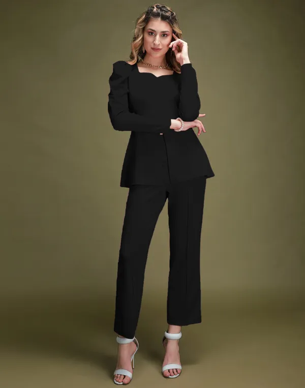 Black_Shirt_Collar_Top_With_Trouser_Office_Wear