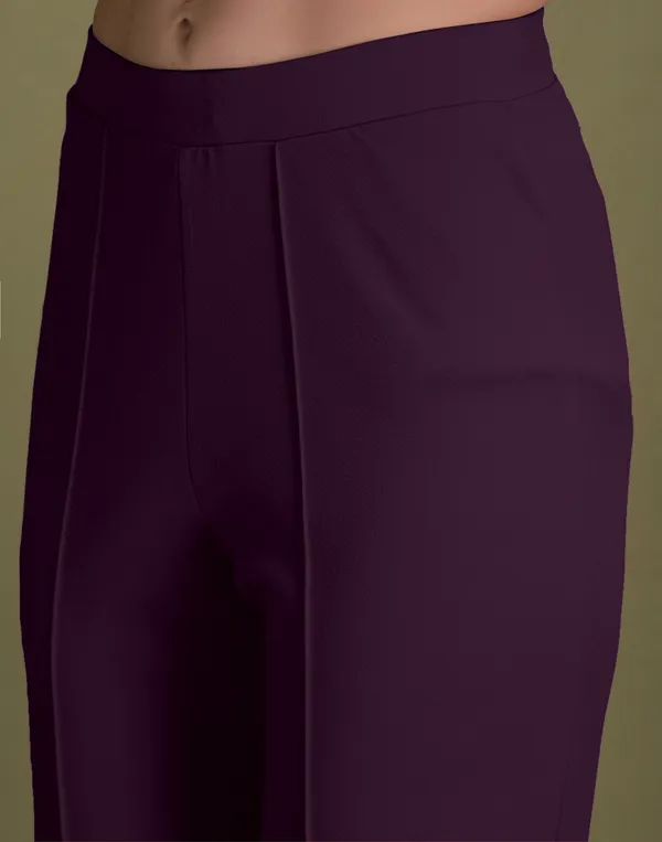 Wine_Shirt_Collar_Top_With_Trouser_Office_Wear