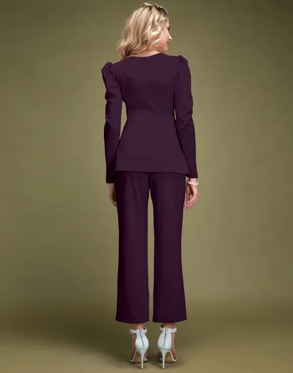 Wine_Shirt_Collar_Top_With_Trouser_Office_Wear
