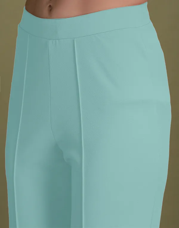 Sea_Green_Shirt_Collar_Top_With_Trouser_Office_Wear