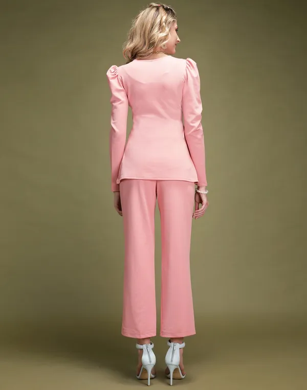 Peach_Shirt_Collar_Top_With_Trouser_Office_Wear