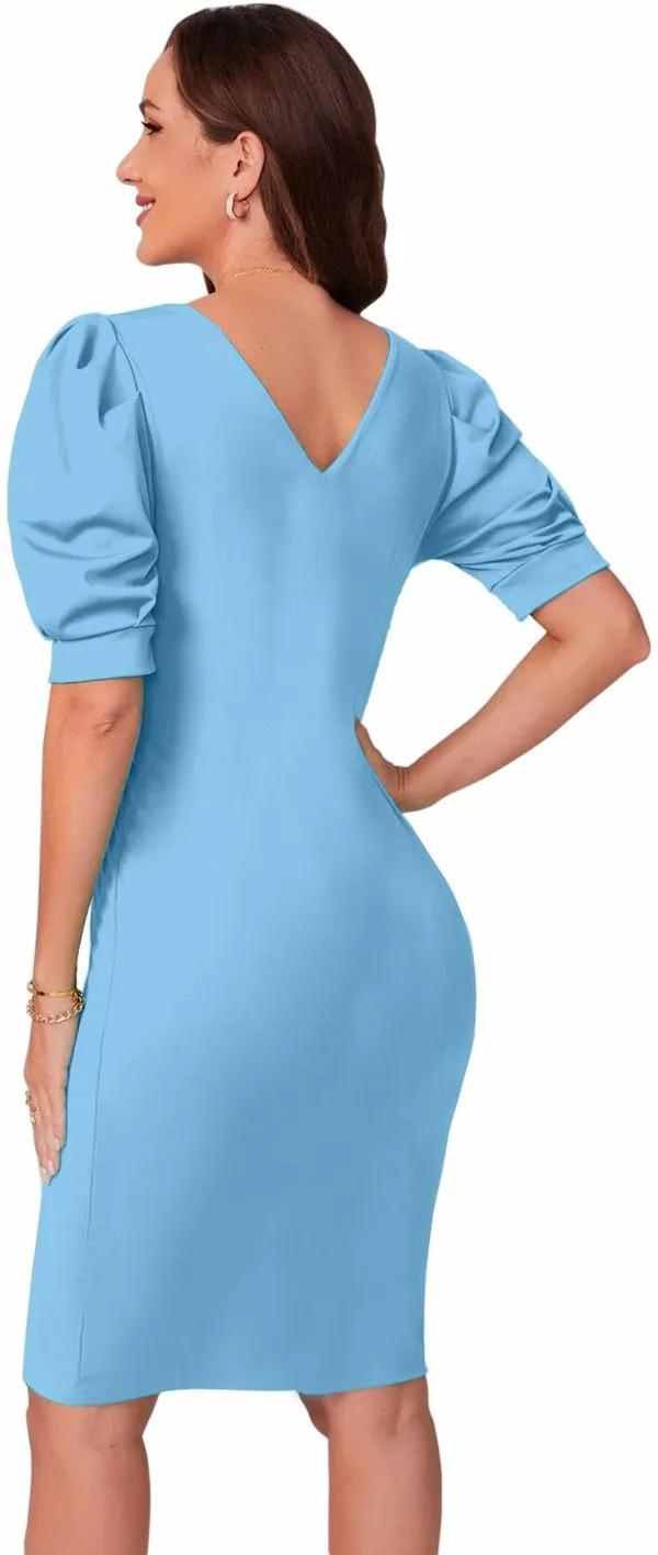 Color_Block_And_Puffsleeve_Bodycon_Dress-Trendy_Fashion_Collection