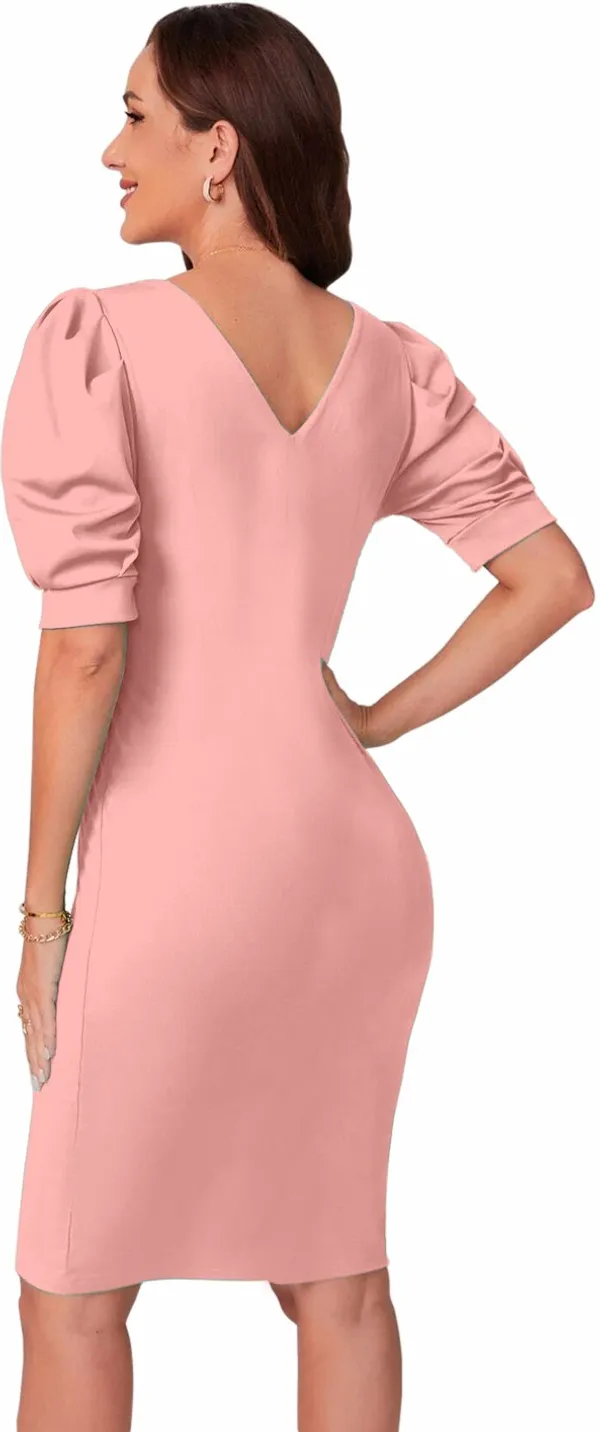Color_Block_And_Puffsleeve_Bodycon_Dress-Trendy_Fashion_Collection