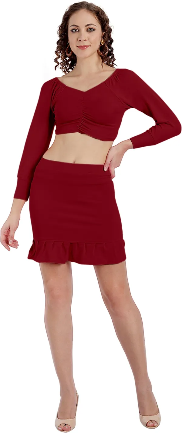 Fedilla Women Two Piece Dress Maroon Dress - Buy Fedilla Women Two Piece  Dress Maroon Dress Online at Best Prices in India