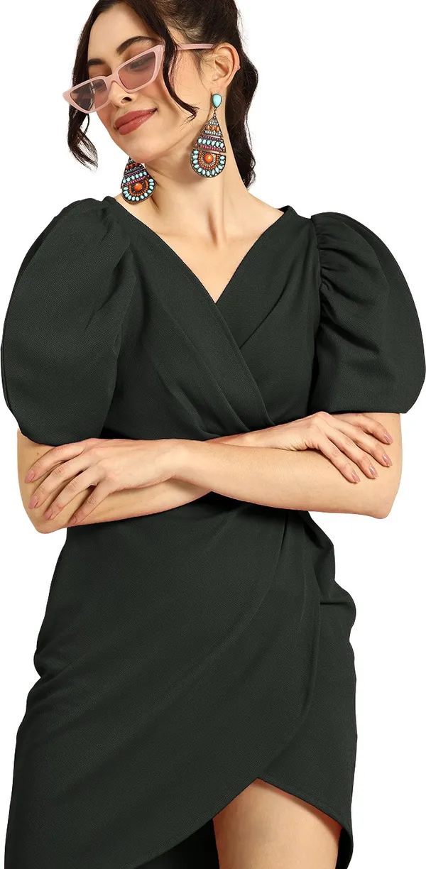 Puff_Sleeve_Dress-Trendy_Fashion_Collection
