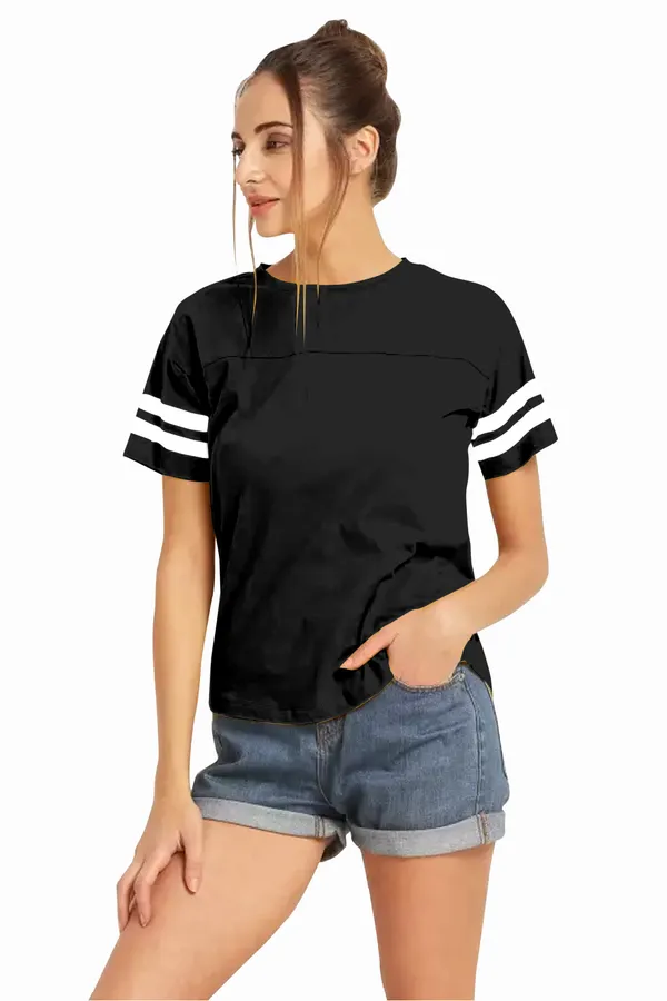 Women_Solid_Round_Neck_Polyester_Black_T-Shirt