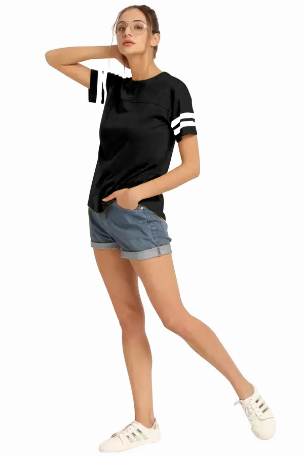 Women_Solid_Round_Neck_Polyester_Black_T-Shirt