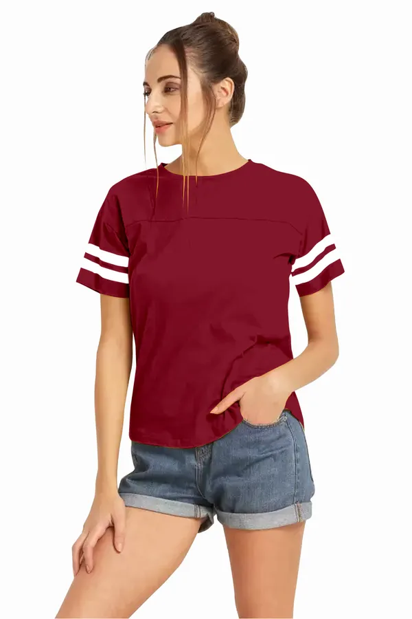 Women_Solid_Round_Neck_Polyester_Maroon_T-Shirt