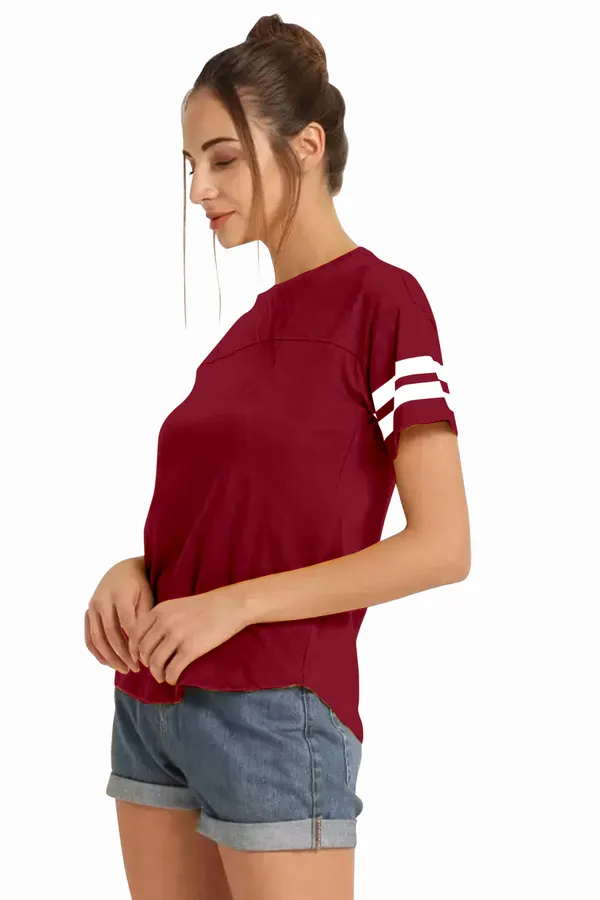 Women_Solid_Round_Neck_Polyester_Maroon_T-Shirt