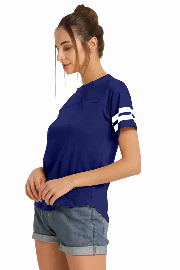Women_Solid_Round_Neck_Polyester_Blue_T-Shirt