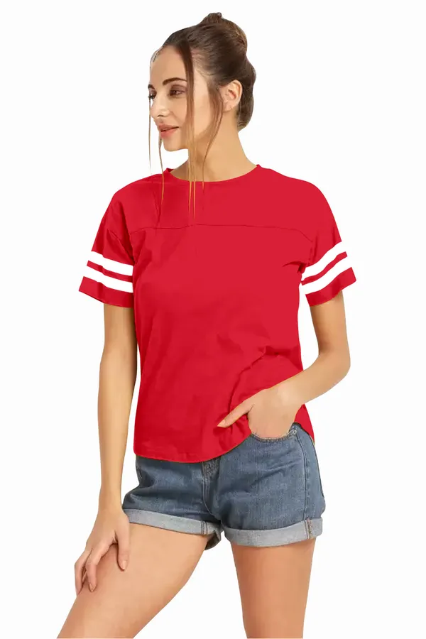 Women_Solid_Round_Neck_Polyester_Red_T-Shirt