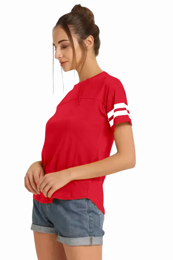 Women_Solid_Round_Neck_Polyester_Red_T-Shirt