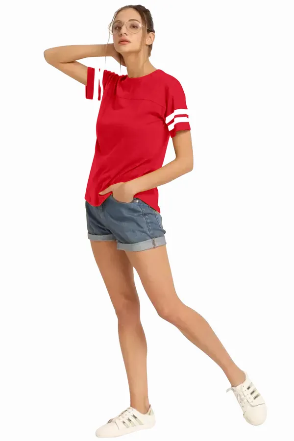 Women_Solid_Round_Neck_Polyester_Red_T-Shirt