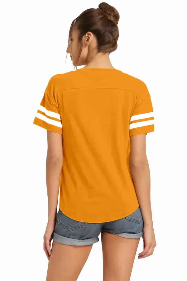 Women_Solid_Round_Neck_Polyester_Yellow_T-Shirt