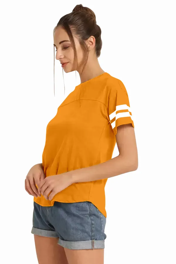 Women_Solid_Round_Neck_Polyester_Yellow_T-Shirt