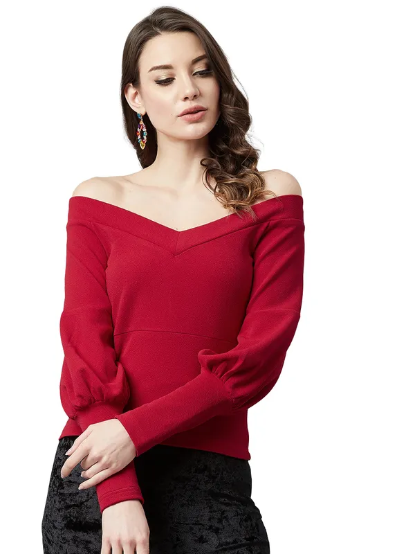 Women's_Polyester_Solid_Off_Shoulder_Neck_Long_Sleeve_Western_Top