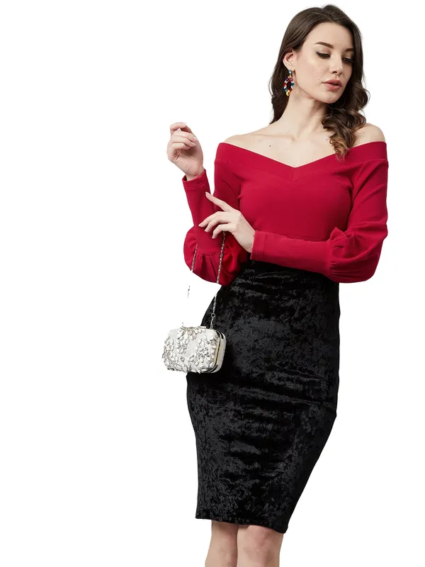 Women's_Polyester_Solid_Off_Shoulder_Neck_Long_Sleeve_Western_Top