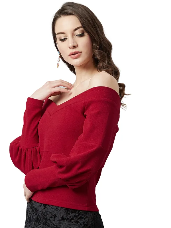 Women's_Polyester_Solid_Off_Shoulder_Neck_Long_Sleeve_Western_Top