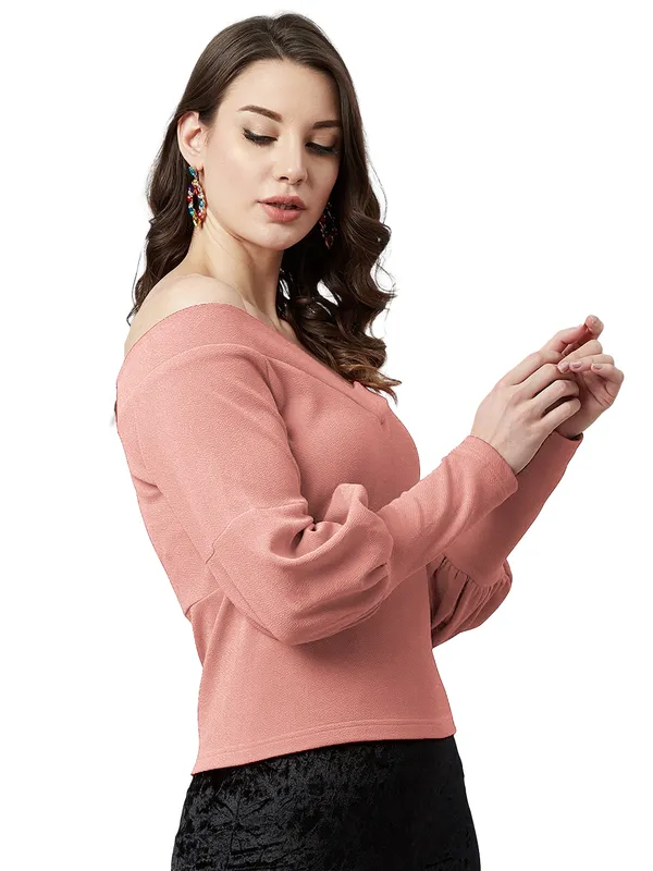 Women's_Polyester_Solid_Off_Shoulder_Neck_Long_Sleeve_Western_Top
