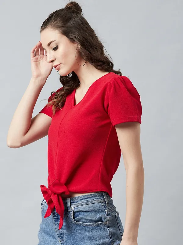 V-Neck_Polyester_Top_For_Women-Trendy_Fashion_Collection
