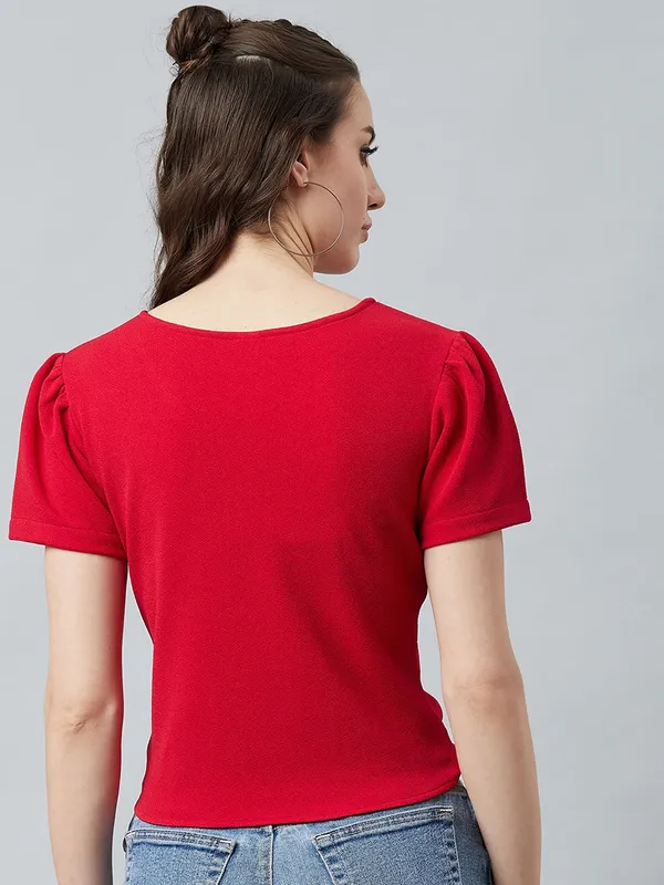 V-Neck_Polyester_Top_For_Women-Trendy_Fashion_Collection