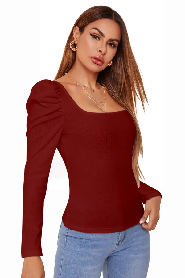 Square_Neck_Full_Sleeve_Polyester_Crepe_Top