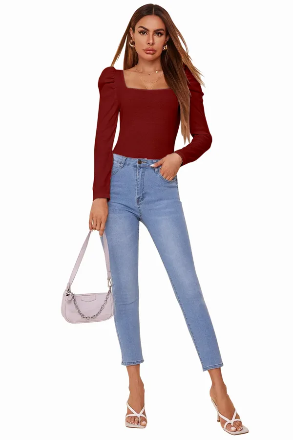 Square_Neck_Full_Sleeve_Polyester_Crepe_Top