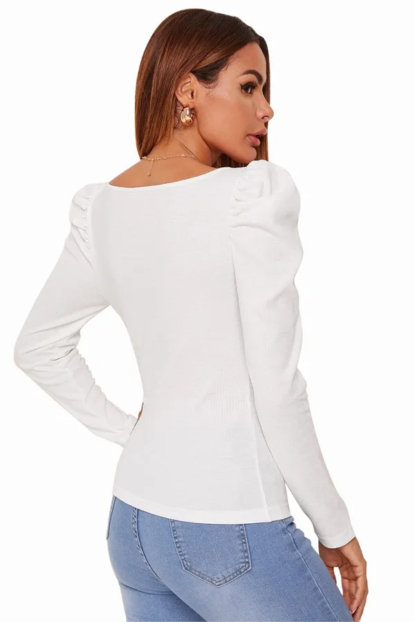 Puff_Sleeves_Polyester_Square_Neck_Top