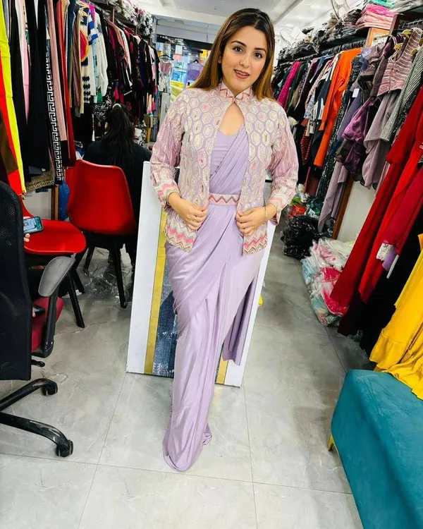 A1 Saree Beautiful Grey Colour Ready To Wear Saree With Jacket Price in India Buy A1 Saree Beautiful Grey Colour Ready To Wear Saree With Jacket