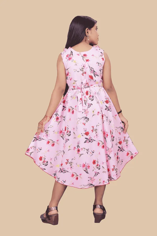 Girls_Pink_&_Red_Floral_Crepe_Print_Round_Neck_Knee_Length_Dress